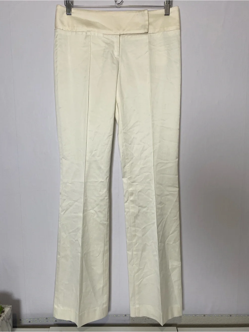 Vintage Bebe Low waist Pants Size 4 Off-white/cream Bootcut Silk Trouser US